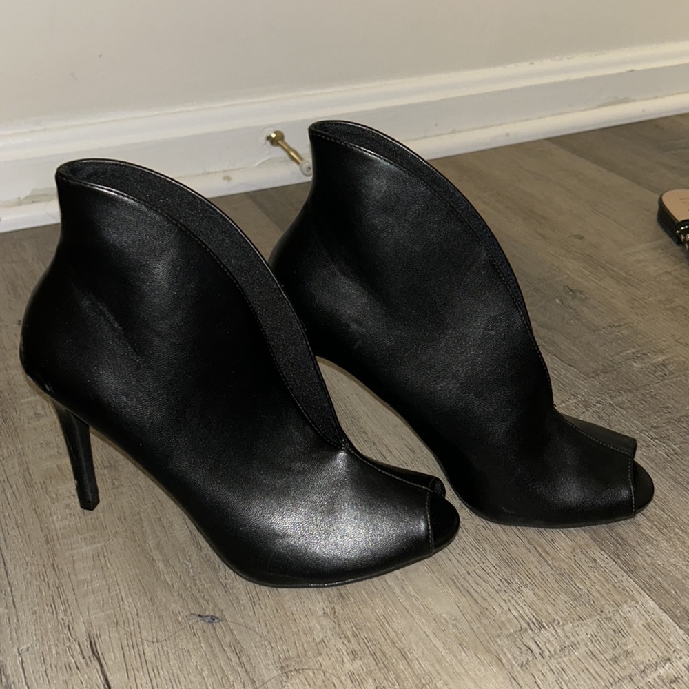 Black Heeled Open Booties